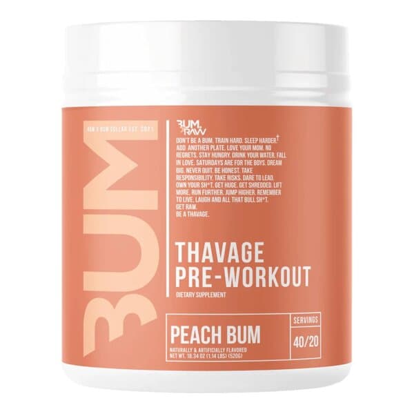 Raw Nutrition Thavage Pre-Workout, Peach Bum - 520 grams