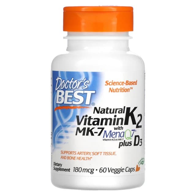 Doctor's Best Natural Vitamin K2 MK7 with MenaQ7 plus D3