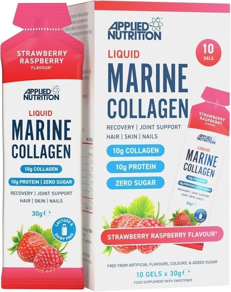 Applied Nutrition Liquid Marine Collagen, Strawberry Raspberry - 10 x 30g