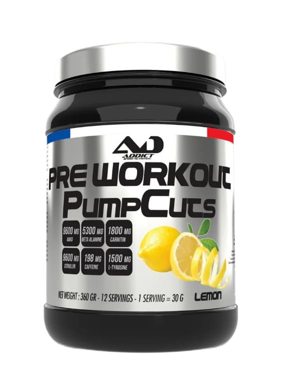 Addict Sport Nutrition Pre Workout Pump Cuts, Lemon - 360 grams