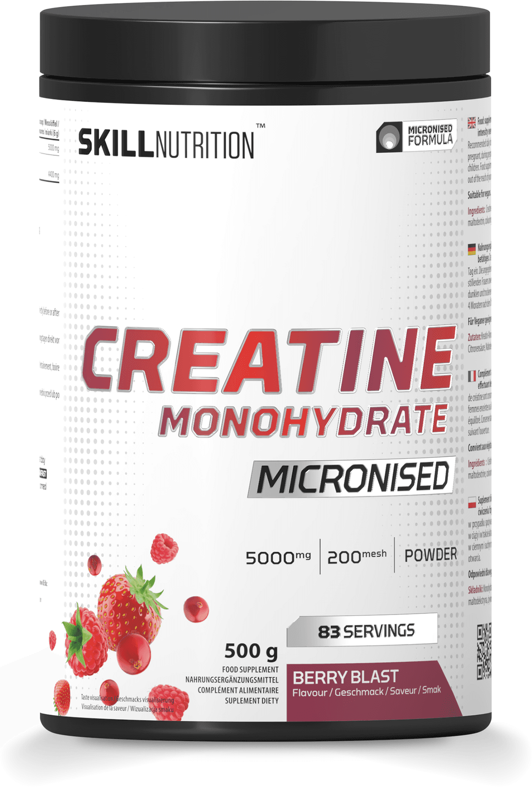 Skill Nutrition Micronised Creatine Monohydrate Flavoured, Berry Blast - 500 grams