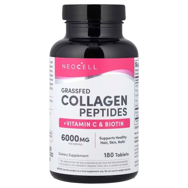 NeoCell Grassfed Collagen Peptides + Vitamin C & Biotin - 180 tablets