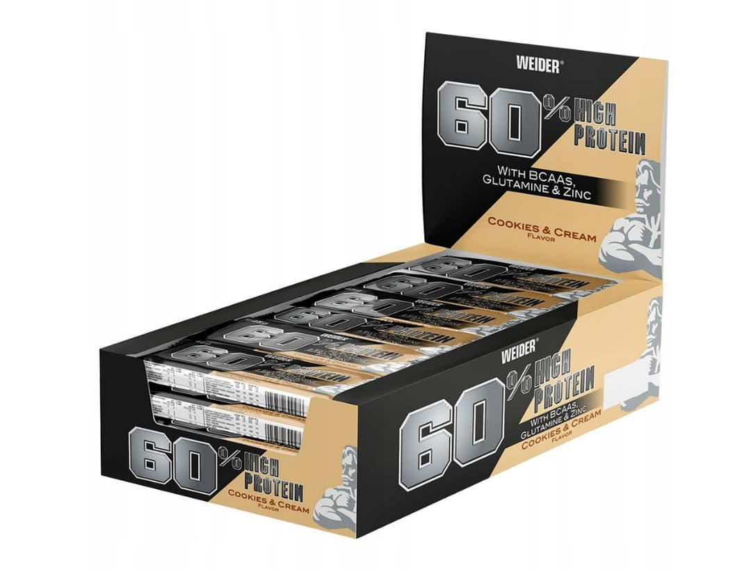 Weider 60% Protein Bar, Cookies & Cream - 24 x 45g