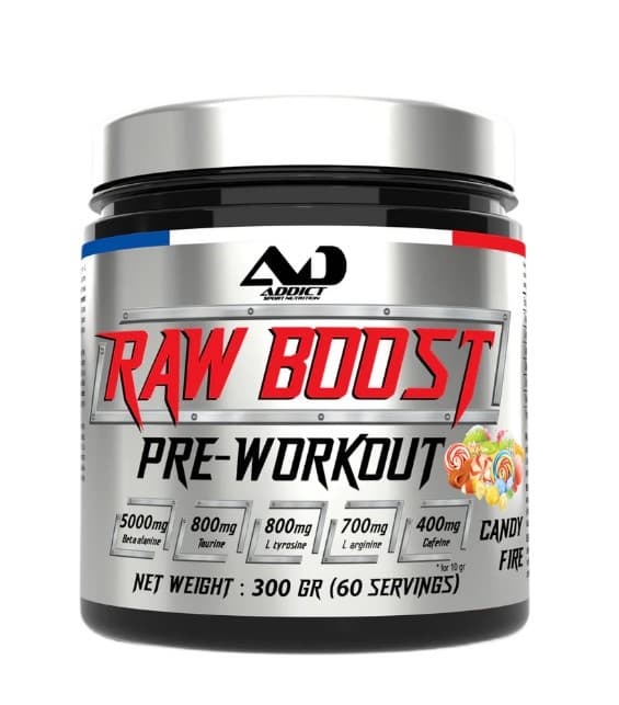 Addict Sport Nutrition Raw Boost Pre-Workout, Candy Fire - 300 grams