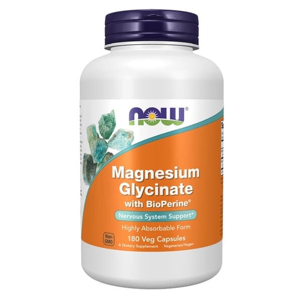 NOW Foods Magnesium Glycinate with BioPerine - 180 vcaps