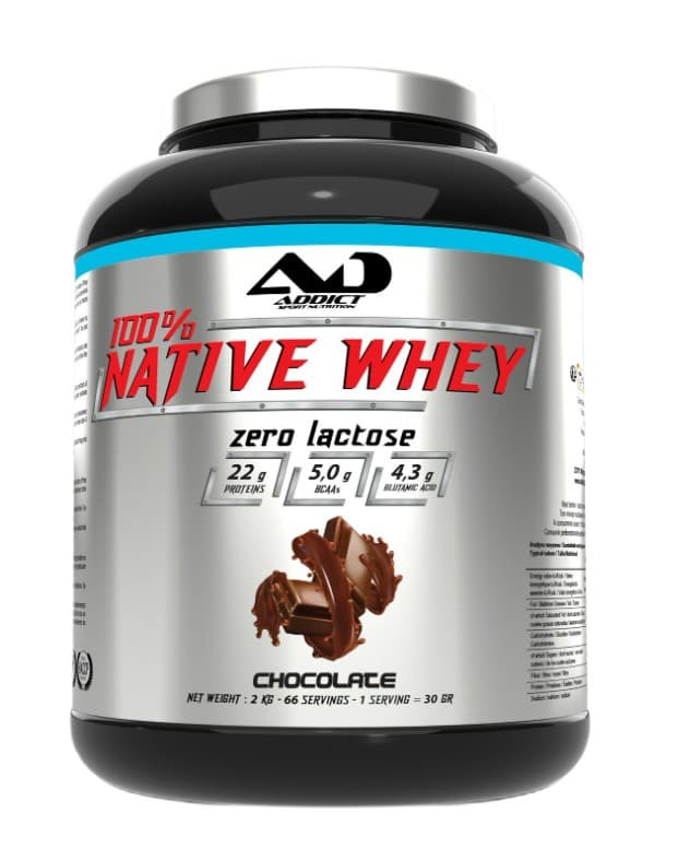 Addict Sport Nutrition 100% Native Whey Zero Lactose, Chocolate - 2000 grams